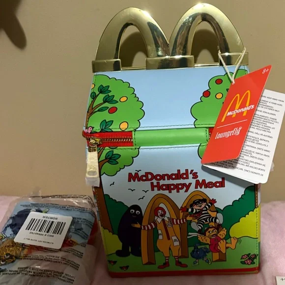 Loungefly McDonald's Happy Meal crossbody bag, wallet, and collector pins new - Picture 2 of 6